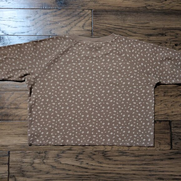 Gap kids waffle crew neck long sleeve shirt brown floral size XXL - Picture 11 of 12